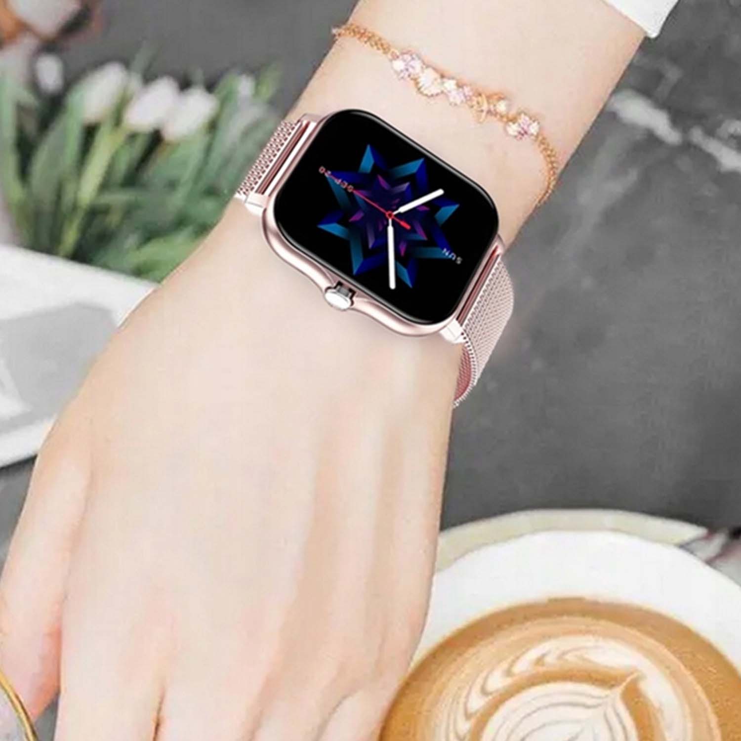 Fitpro android ios smartwatch med 2 armband, bluetooth och hälso-funktioner rosa - bild 8