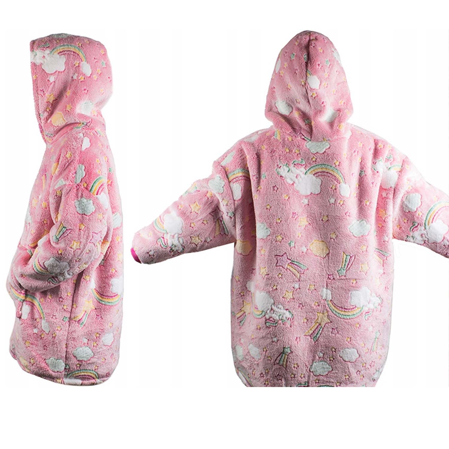 Mysig självlysande snuggie filttröja för barn rosa - bild 6