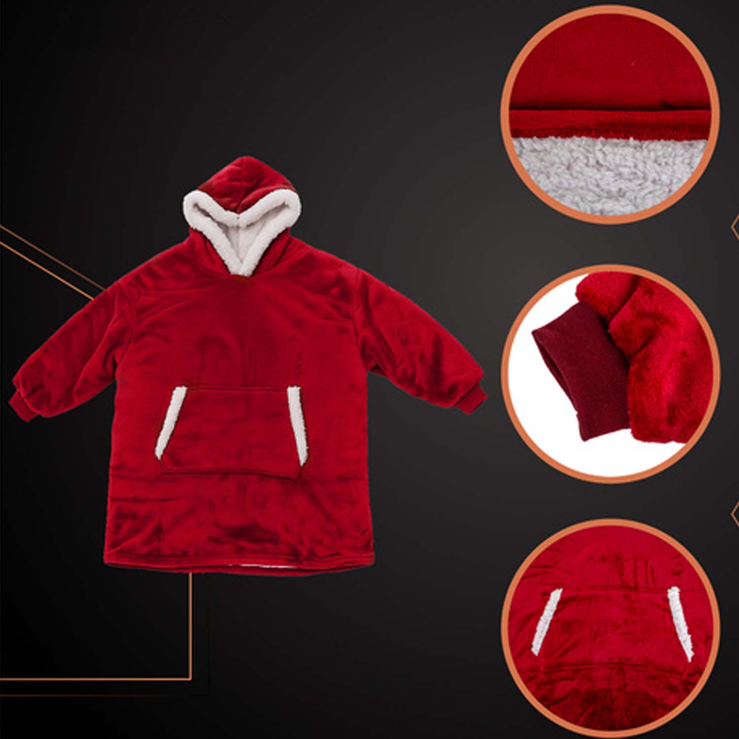 Oversize fleece sweatshirt blanket röd - bild 3