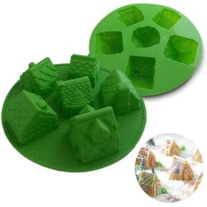 Silikonform 3D minihus – 6 motiv för gjutning, choklad & bakning (non-stick, BPA-fri)