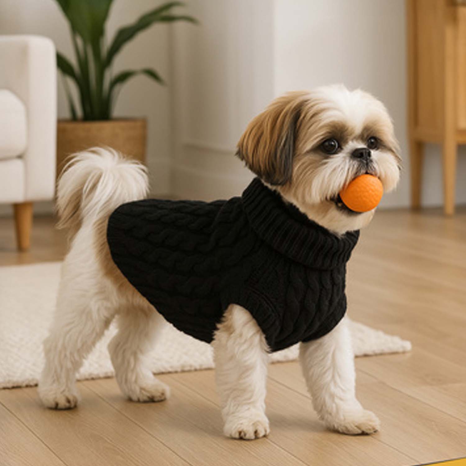 Stickad tröja för hund och katt l svart - bild 3