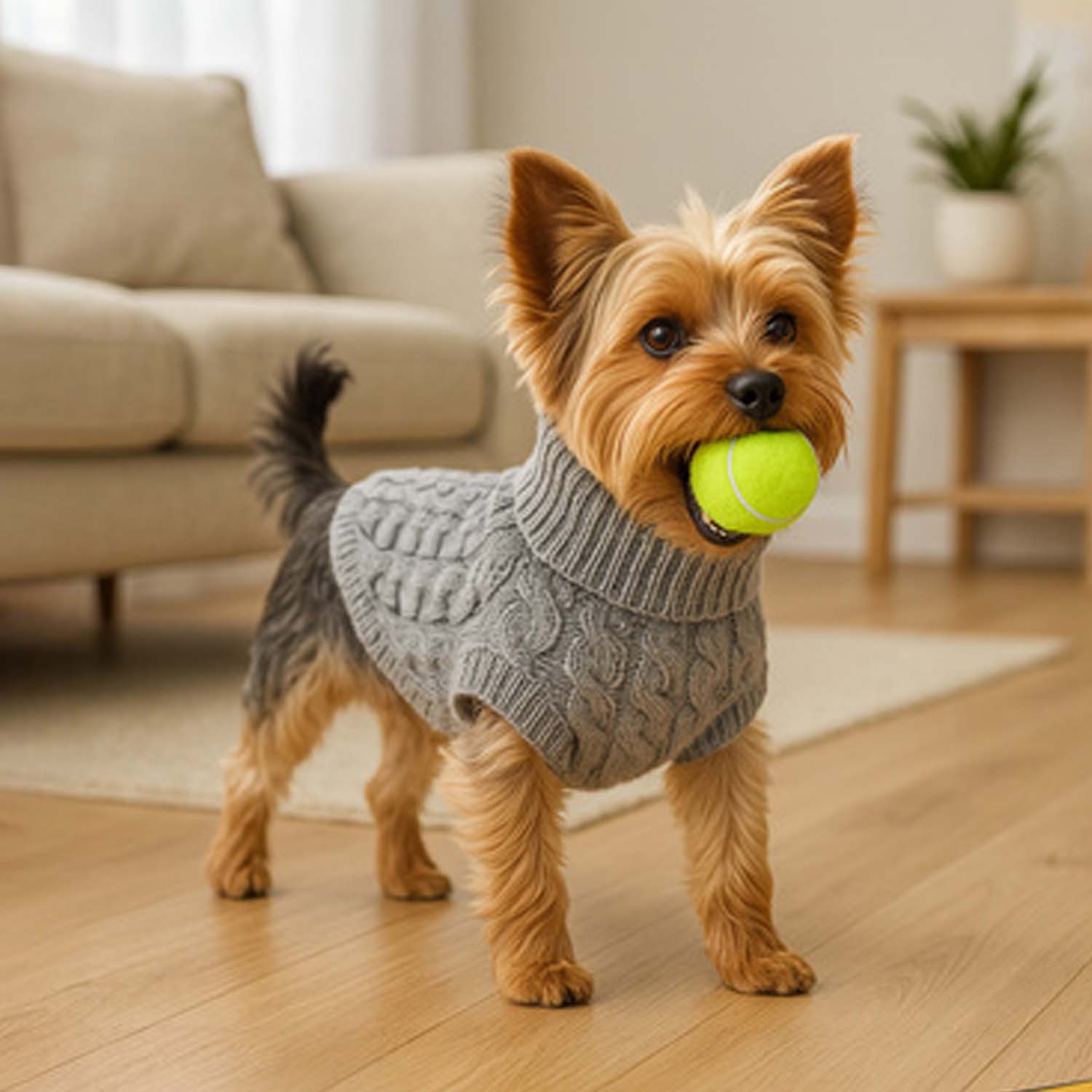 Stickad tröja för hund och katt m grå - bild 4