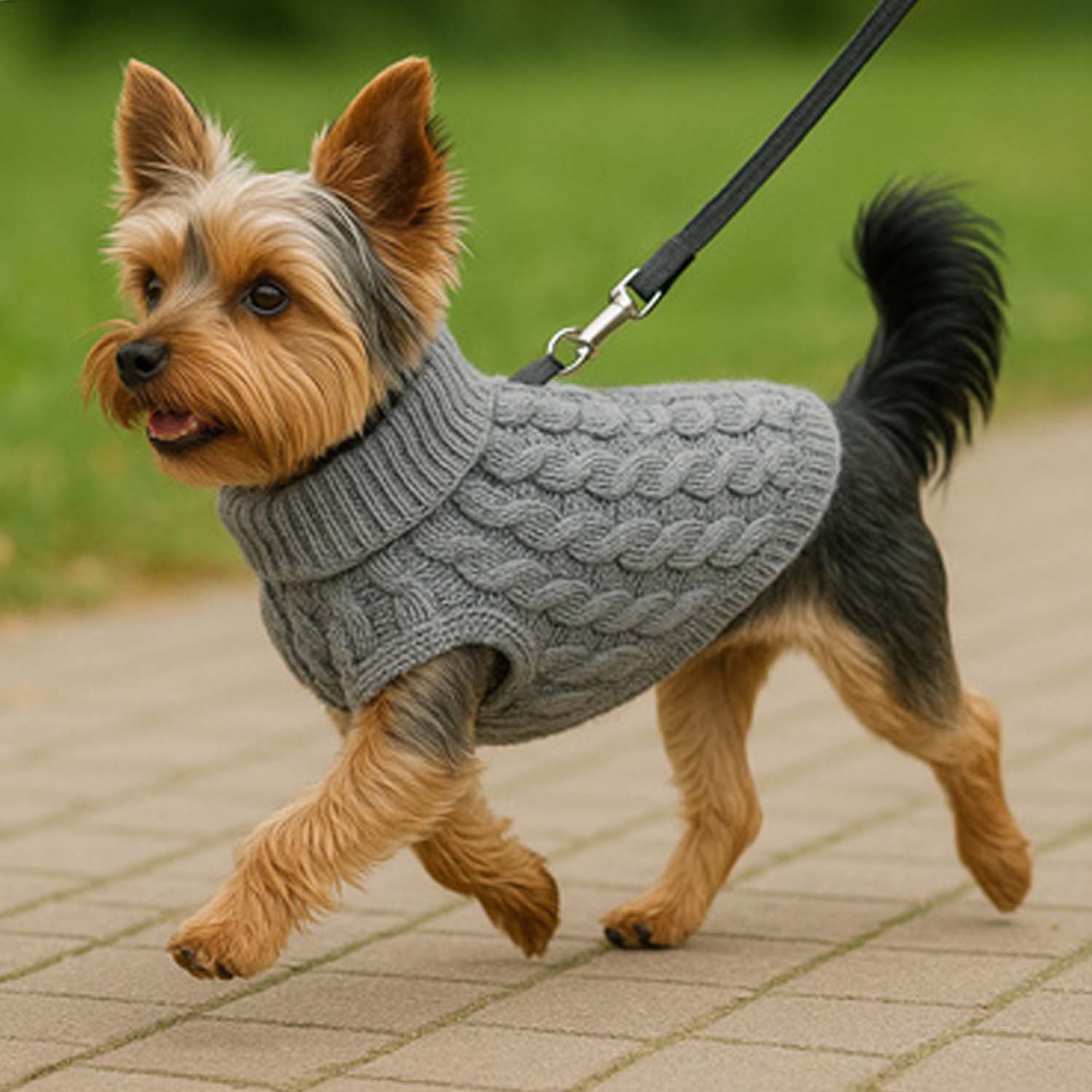 Stickad tröja för hund och katt m grå - bild 2