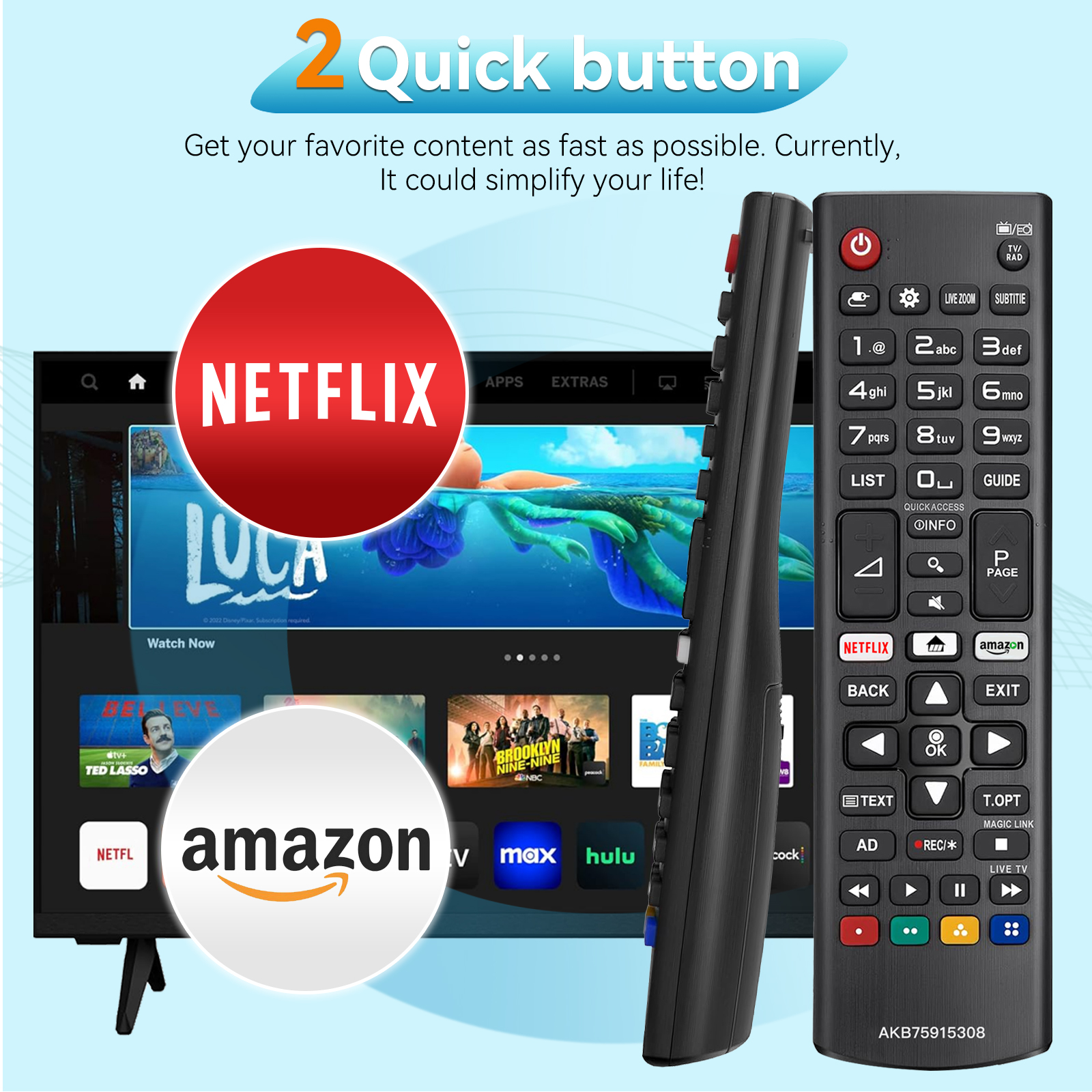 Fjärrkontroll för lg smart tv – akb75095308 universal ersättningskontroll | passar alla lg tv - bild 3