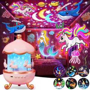 Magisk Roterande Karusell-Lampa med Musik för Barn | 15 Motiv Stjärnhimmel Projektor