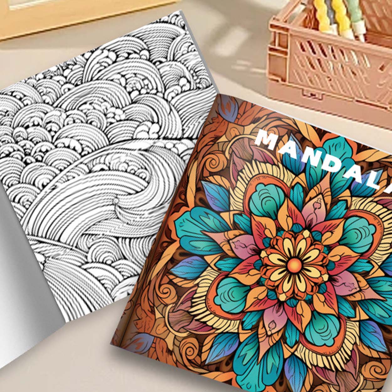Mandalas – avkopplande målarbok för vuxna med geometriska mönster, 24 sidor, 20x20 cm - bild 3