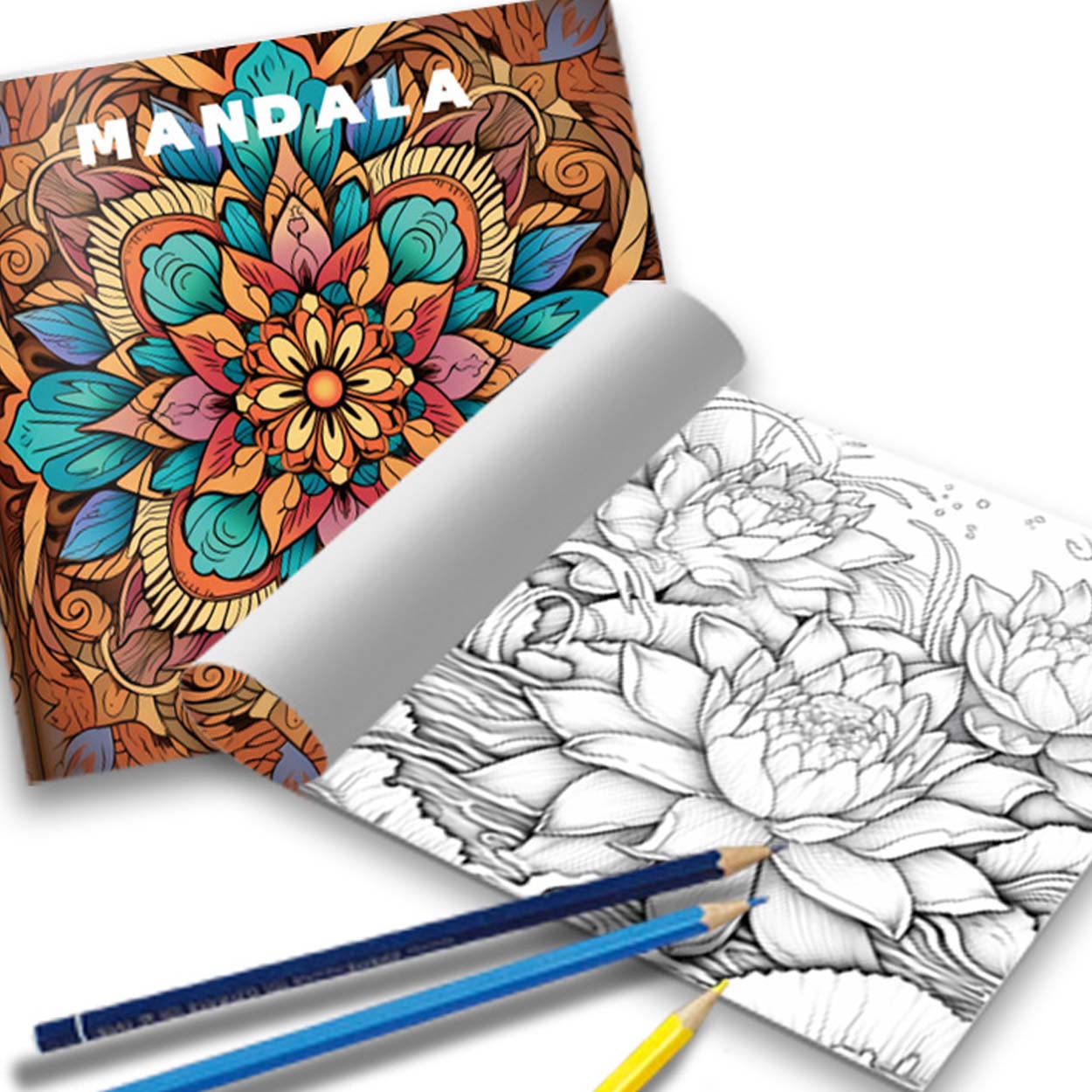 Mandalas – avkopplande målarbok för vuxna med geometriska mönster, 24 sidor, 20x20 cm - bild 2
