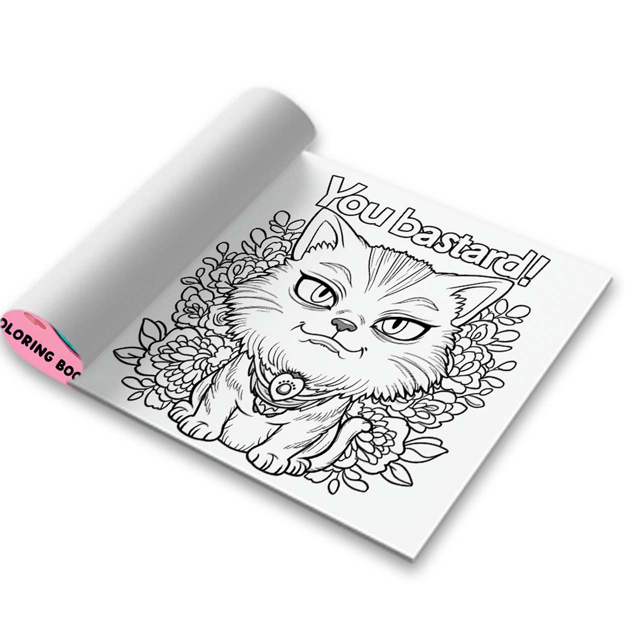 Swearing cats målarbok för vuxna – 24 sidor roliga kattillustrationer med svordomar, avkopplande och kreativt färgande, 20x20 cm - bild 3