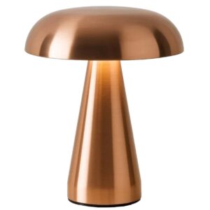 Trådlös Uppladdningsbar LED Bordslampa Metall Svamp Koppar