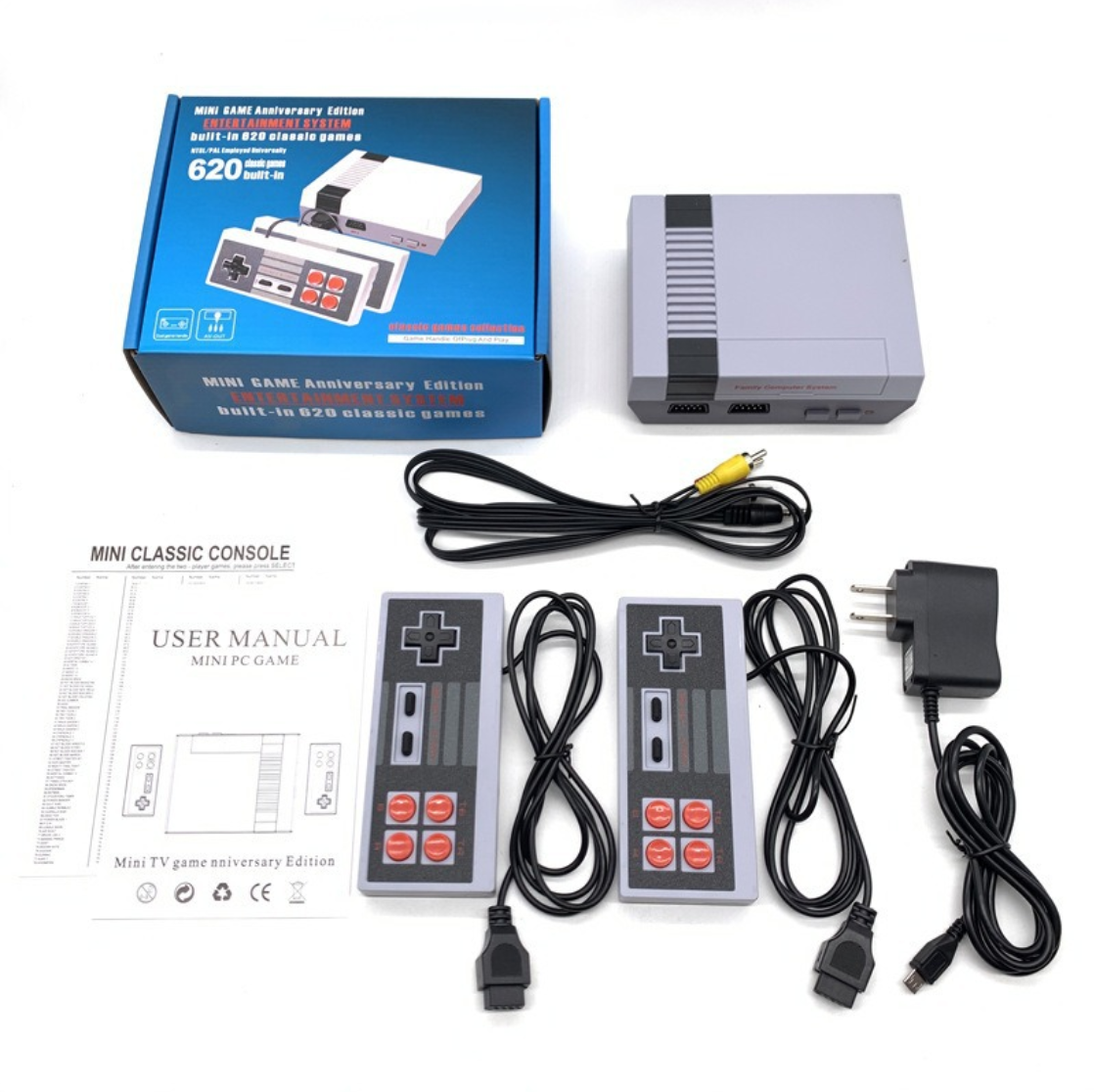 Retro tv-spelskonsol med 620 spel och två handkontroller - bild 2