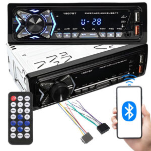 Bilradio 1-DIN med Bluetooth USB AUX SD Handsfree och Fjärrkontroll