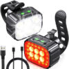 LED Cykellampa Set Fram och Bak USB-Uppladdningsbart IP65