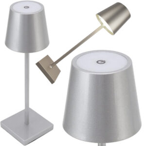 Trådlös Bordslampa Touch med 3 Ljussteg USB-C Uppladdningsbar Silver