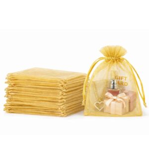 100-Pack Organzapåsar 10x15cm Guld