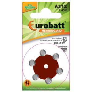 6-Pack Batterier för hörapparat A312-BP6 PR41 7002ZD Hörselbatterier