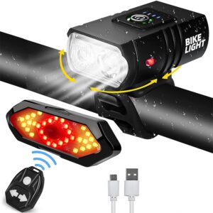 Cykelbelysning Set Fram & Bak – LED Cykellampa med Blinkers och Fjärrkontroll