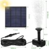 Solcellsdriven fontänpump med solpanel för fågelbad och damm