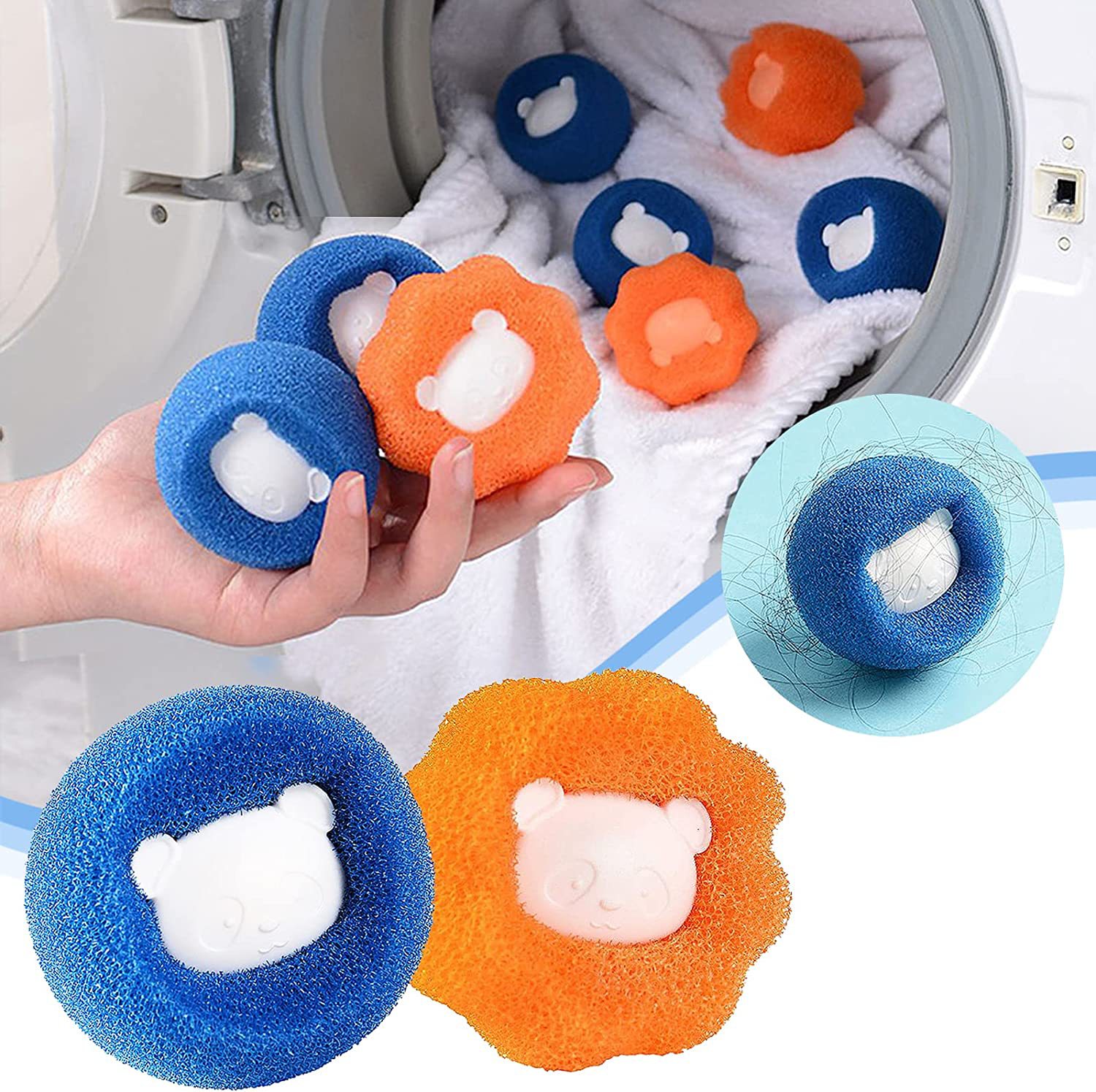 Tvättbollar mot hår & ludd 6-pack – anti-ludd tvättbollar för tvättmaskin