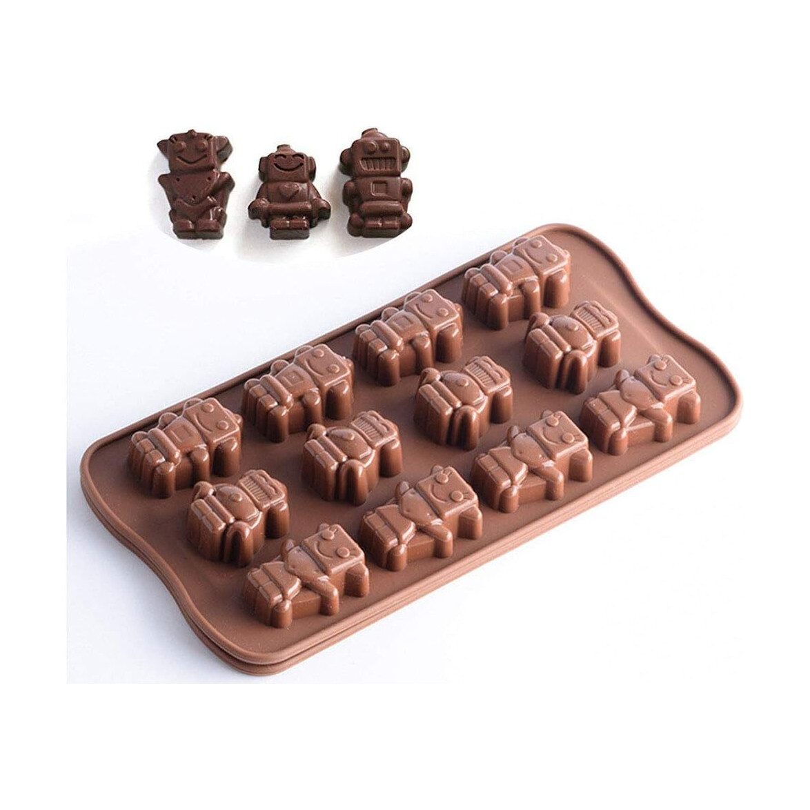 Silikonform för choklad och praliner robotar – 12 hål, 21 × 10,5 cm