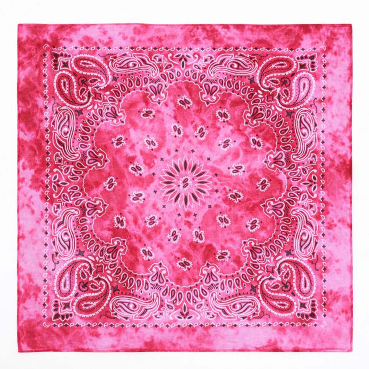 Bandana i batikfärgad 100% bomull – paisleymönster 53x53 cm, rosa