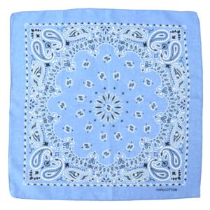 Dubbelsidig Bandana i 100% Bomull – Paisleymönster 55x55 cm, Ljusblå