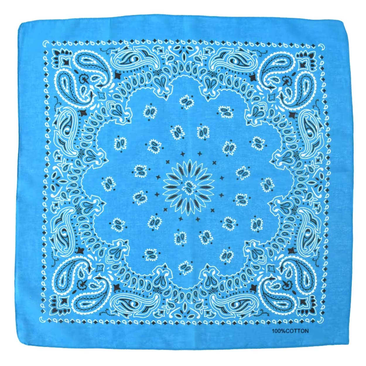 Dubbelsidig bandana i 100% bomull – paisleymönster 55x55 cm, blå