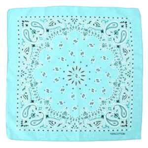 Dubbelsidig Bandana i 100% Bomull – Paisleymönster 55x55 cm, Mintgrön Turkos
