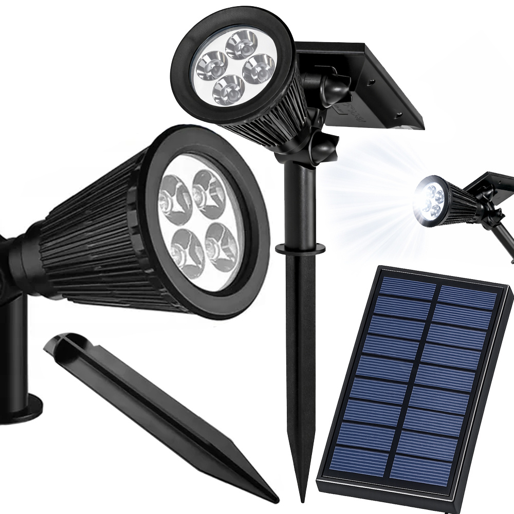 Solcellsdriven trädgårdsspot med 4 led – justerbar lampa med 3 ljusstyrkor