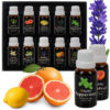 10-Pack Eteriska Oljor 15ml | Eukalyptus, Mynta, Lavendel, Apelsin, Tall, Citron, Syren, Grape, Bergamott och Citrongräs