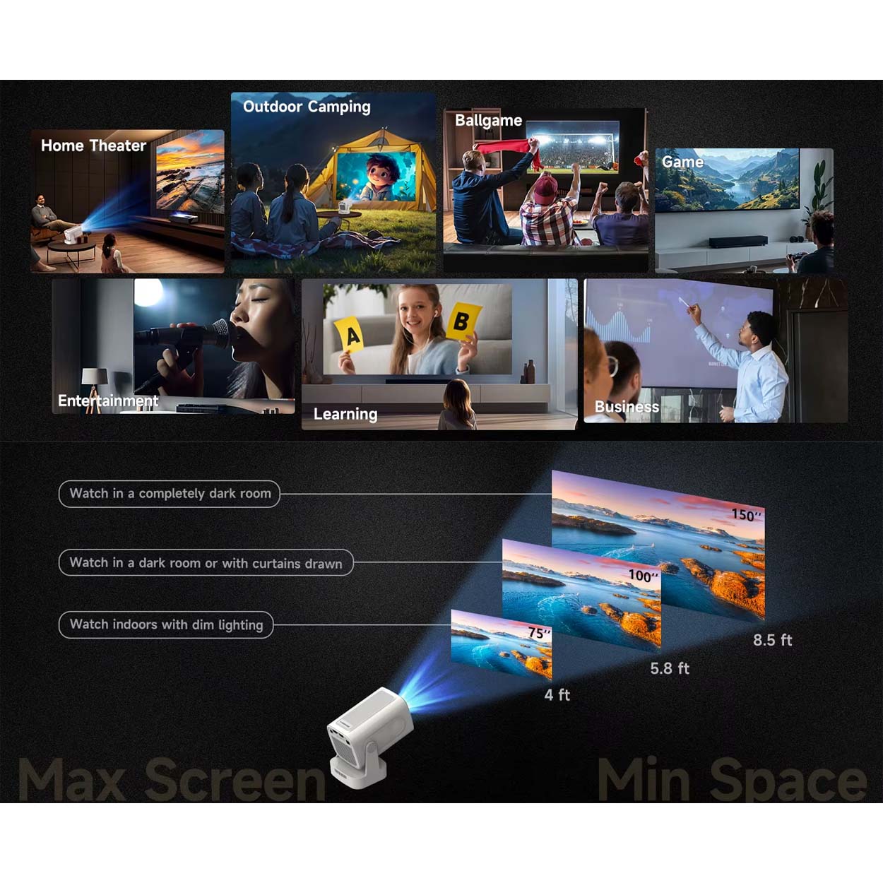 2026 hy310 full hd 1080p smart projektor, android 14, autofokus, 4k-stöd & airmouse - bild 11