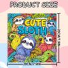 Målarbok 24 sidor 20x20 cm – cute sloth söta sengångare