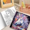 Målarbok 24 sidor 20x20 cm – cute unicorn med enhörningar och prinsessor