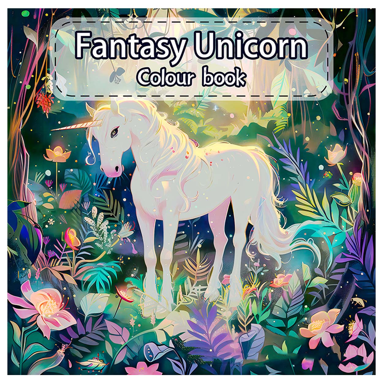 Målarbok 24 sidor 20x20 cm – fantasy unicorn magiska enhörningar