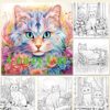 Målarbok för vuxna 24 sidor 20x20 cm – crazy cat med detaljerade kattmotiv