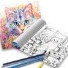 Målarbok för vuxna 24 sidor 20x20 cm – crazy cat med detaljerade kattmotiv