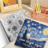 Målarbok för vuxna 24 sidor 20x20 cm – van gogh style med klassiska konstmotiv