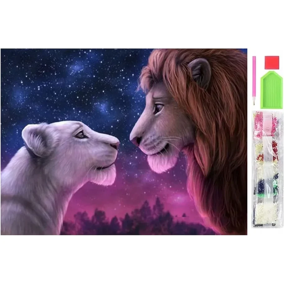 Diamantmålning 5D 30x40 cm – Lejonkungen & Lejon – Komplett Diamond Painting Kit