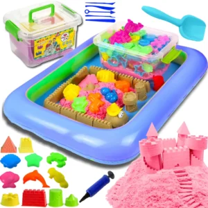 Kinetisk Sand 3 kg Set – 18 Formar & Uppblåsbar Sandlåda