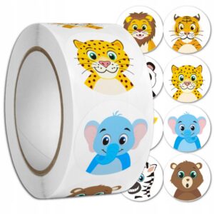 Motivationsklistermärken 500-Pack på Rulle – Zoo Djur 2,5x2,5 cm – För Barn & Skola