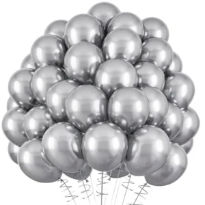 Silver Metallic Ballonger 50-Pack 35 cm – För Luft & Helium – Födelsedag & Barnkalas