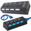 USB Hub 4-Port USB 3.0 – USB Splitter med On/Off-knappar