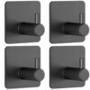 Självhäftande Krokar 4-Pack – Svart – Väggkrokar utan Borrning