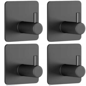 Självhäftande Krokar 4-Pack – Svart – Väggkrokar utan Borrning