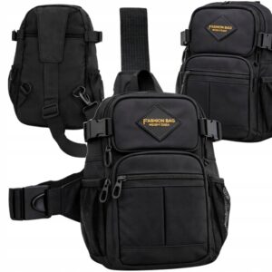 Crossbodyväska / Axelväska Herr – Svart med Flera Fack & Meshfickor