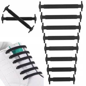 Silikonsnören utan Knytning 16-pack – Elastiska Skosnören för Sneakers & Barn Svart