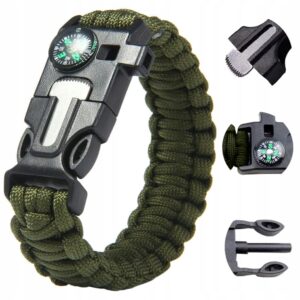 Survivalarmband 5-i-1 med Kompass, Tändstål & Paracord – Överlevnadsarmband