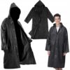 Regnponcho med Huva – Vattentät Regnjacka i Fickformat Unisex Svart