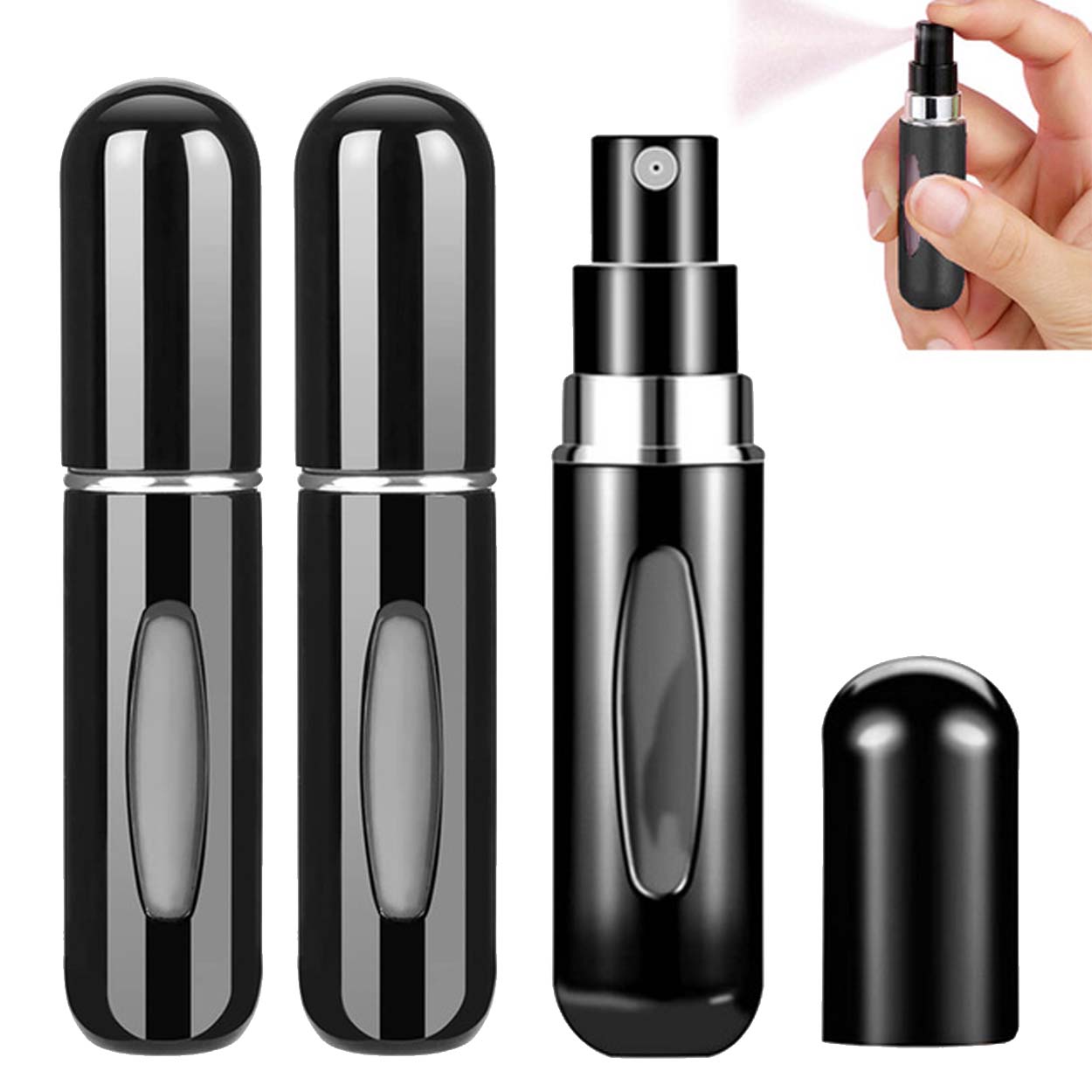 3-pack resebehållare för parfym 5ml enkel påfyllning parfymflaska svart