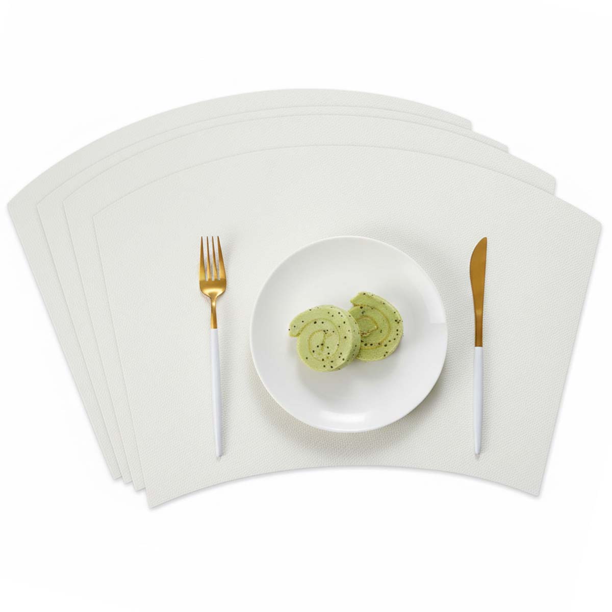 4-pack bordstablett i konstläder 43x30cm båge vit