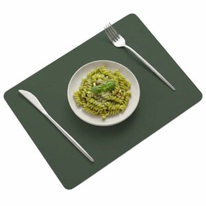 4-Pack Bordstablett i Konstläder Rektangulär Grön 43x30cm